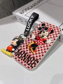 Disney Mickey Mouse Clubhouse Phone Case : 3D Fluffy Pattern Border Protector Phone Soft Phone Case With A Free Cute Mickey Bracelet Chain Lanyard, Mickey, Minnie, Goofy, Donald Duck, Daisy Duck, Pluto, For Apple 17 Promax 17 Pro 16 15 14 13 12 11 Pro Max XS Max X XR Soft Cover Summer Phone Case - 白色 - 查看 7