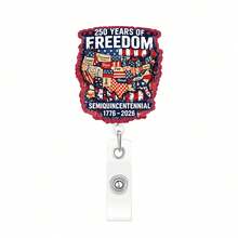 1pc Acrylic Retractable ID Card Holder, Classic 250th Independence Day Commemorative Gift - Multicolor - View 12