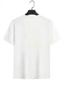 1pcs,Summer Tee,Soft ,-MakeMeChic Women's Graphic Print Round Neck Tee Shirts Short Sleeve Loose Summer Shirts-Couple Style,Bachelorette Outfit,Summer Tops For Women And Men,100% Cotton,It Is The Perfect Choice For Holiday Celebrations Such As National Day, Victoria Day, Mother's Day, And Other Party Occasions - White 9 - View 6