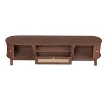 TV Stand With Doors And Drawers. Rattan TV Cabinet, Solid Wood Doors, Rustic Style Storage Solution – Low Front Panel. - 棕色 - 查看 7