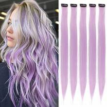 5pcs Blue Hair Clips Extensions, Women Synthetic Fiber Wigs, Can Match Various Hairstyles Without Going To Salon, Suitable For Daily Use And Parties - Multicolor - View 10