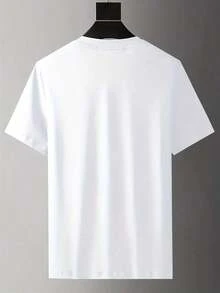 Camiseta 100% Gráfica Para Hombre |   Estampado moderno con un rostro alegre y una llama malvada, camiseta de manga corta de corte relajado para actividades casuales de verano y al aire libre, ropa de ocio, camiseta con estampado moderno, tela transpirable, cuello redondo, patrón geométrico. Ropa fresca de verano - Blanco - Ver 2