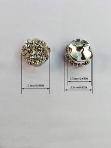 3颗直径2.1厘米的白色水钻纽扣盖，可拆卸的高端装饰金属纽扣，适用于女士西装、衬衫、领口和袖口装饰。 - 白色款式 - 查看 4