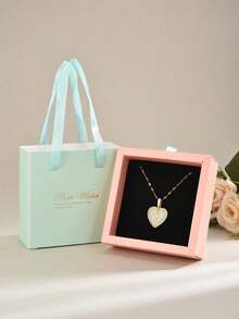 1 Stück luxuriöser, eleganter, funkelnder Anhänger-Halskette aus 18 Karat vergoldetem Edelstahl mit offenem Herz und kubischen Zirkoniasteinen, Schmuckgeschenkbox, geeignet für den täglichen Gebrauch von Frauen, Partys, Feste, Geschenk für Freunde, Mütter - goldgelb - Übersicht 6