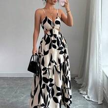 Elenzya Women's Summer New Arrivals Spaghetti Strap Cinched Waist Floral Print Dress (Random Floral Print Cut) - Rosa - Ver 8