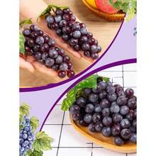 5pcs/Set Artificial Grape Clusters With Leaves, PVC Frosted Fake Grapes For Wedding, Home, Kitchen, Party Decor, Photography Props - Black - View 2