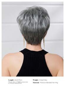 Women's Short Pixel Head Wig, Silver Gray Salt And Pepper Synthetic Hair Wig With Bangs, Layered Natural Style Heat Resistant Wig, Breathable Cap Suitable For Daily Casual Wear - SGray - View 2