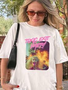 Unisex T-shirt Toxic Exit Party Shirt, Chaos  Girl Grafisk T-shirt, Unbothered Aesthetic Shirt Present, herr-t-shirts, herrkläder, herrset, herr-t-shirt, herrprylar, vardagsklänningar för kvinnor, damset, eleganta blusar, dam-t-shirts, damklänning - Vitt - Visa 6