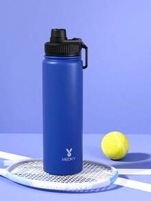 Meoky Bình nước thể thao cách nhiệt bằng thép không gỉ 18/26/40oz có nắp và tay cầm kèm ống hút, miệng rộng, hai lớp cách nhiệt chân không, chống rò rỉ, giữ nóng 12 giờ, giữ lạnh 24 giờ. - 26oz Xanh ven biển - Xem 7