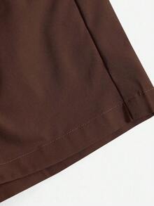 Shorts diarios tejidos de unicolor para mujer, sencillos - Café integral - Ver 5
