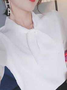 2026 New Summer Women's Blouse, Fashion Elegant Versatile Loose Casual Short Sleeve Top White - White - View 3