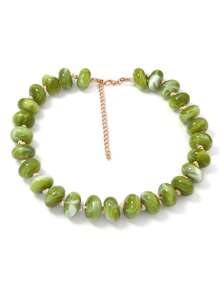 Collar de cuentas bohemio y colorido de dopamina, hecho a mano con nudos, collar de cuentas grandes tipo ábaco, joyería casual para uso diario, playa y vacaciones - Multicolor - Ver 6