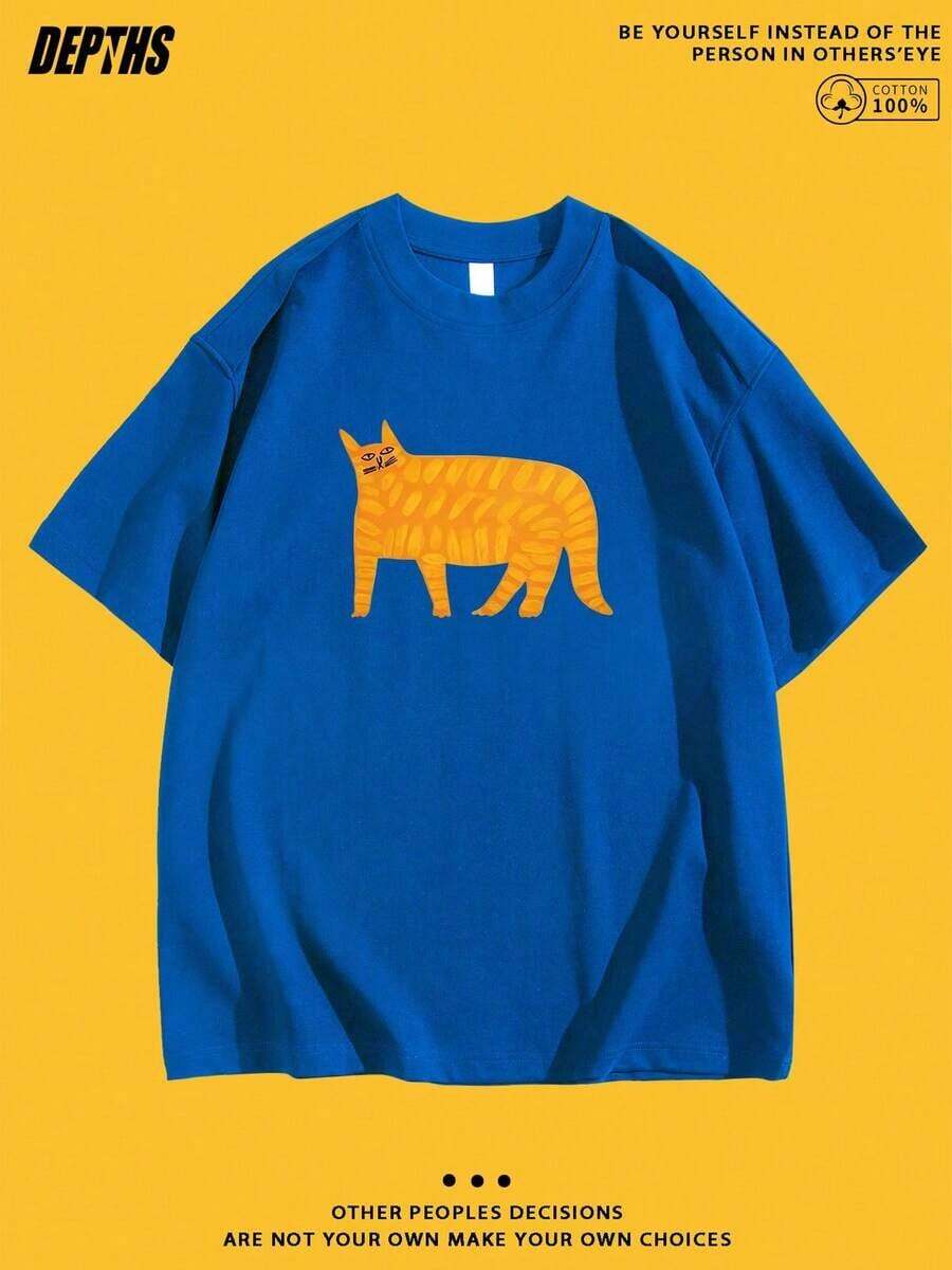 New Summer 2026 Collection, Unisex Styles, Crew Neck T-Shirt With Creative And Fun Cartoon Print, Pure Cotton Short Sleeve, Casual Style For Everyday Wear, Sizes: S–7XL | Ships In 24 Hours. Women's T-Shirt With Print. - 藍色 - 查看 1