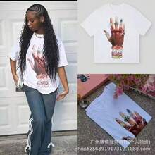 Camiseta de verano 2026 para mujer con estampado gráfico personalizado, holgada y transpirable, ideal para uso diario - Negro - Ver 1
