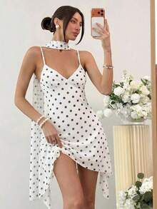 Vestido corto de verano con tirantes finos y estampado de leopardo sexy para mujer - Blanco - Ver 6