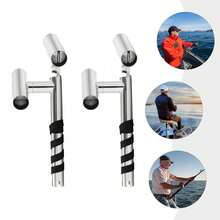 2pcs Boat Double Angle Fishing Rod Holder Stainless Steel Outrigger Adjustable - silver color - View 7
