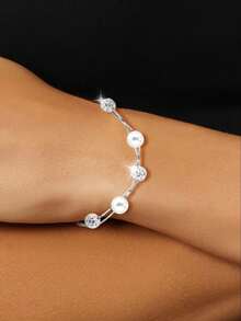 1 chiếc vòng tay hai lớp sang trọng bằng bạc S925 đính đá Zirconia và ngọc trai, trang sức thanh lịch, tinh tế, dành cho phái nữ, thích hợp cho các bữa tiệc, trang phục thường ngày, món quà tuyệt vời. - ngọc trai - Xem 12
