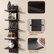 3/5-Tier White Wall-Mounted Storage Shelf, Column-Style Suspended Storage Shelf, Home Decorative Storage Shelf, High-Tower Design, Practical Storage Shelf, Suitable For Bedrooms And Living Rooms, 30.7 Inches, 31 Inches - màu đen - Xem 4