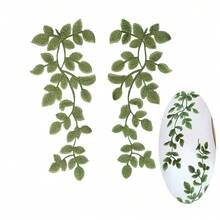 1 Cặp ruy băng satin thêu ren kiểu lá xanh, dùng để trang trí áo thun, váy, tự làm (màu xanh lá cây) - nhiều màu - Xem 1