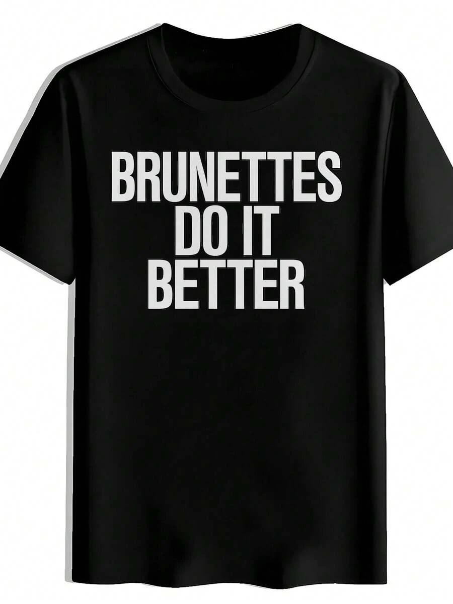 Camiseta negra con estampado de letras mayúsculas, perfecta para el verano, versátil, deportiva, moderna, de cuello redondo y manga corta, para uso diario informal, ropa de hombre. - Negro - Ver 1