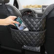 1 pieza Bolsa de malla de almacenamiento de gran capacidad para el respaldo del asiento del coche, bolsa organizadora multifuncional para teléfono, cosméticos, billetera, llaves y otros accesorios - A - Ver 3