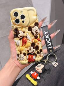 Disney Mickey Mouse Clubhouse Phone Case : 3D Fluffy Pattern Border Protector Phone Soft Phone Case With A Free Cute Mickey Bracelet Chain Lanyard, Mickey, Minnie, Goofy, Donald Duck, Daisy Duck, Pluto, For Apple 17 Promax 17 Pro 16 15 14 13 12 11 Pro Max XS Max X XR Soft Cover Summer Phone Case - 白色 - 查看 5