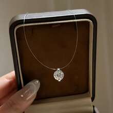 Mặt dây chuyền hình dây câu cá bằng bạc Sterling cao cấp đính kim cương, kiểu dáng vô hình, thời trang, thanh lịch, giản dị, cổ điển, thiết kế đơn giản, phù hợp cho cả nam và nữ, thích hợp làm quà sinh nhật, kỷ niệm, ngày Valentine, ngày của Mẹ, quà năm mới, kèm hộp quà. - 2 carat - Xem 7