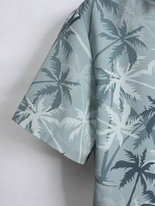 This Palm Tree Motif On Cool Blue Fabric Evokes Coastal Calm Leisure And Sunlit Days Inviting Carefree Dreams 3DPrinted Hawaiian Shirt - 白色 - 查看 3