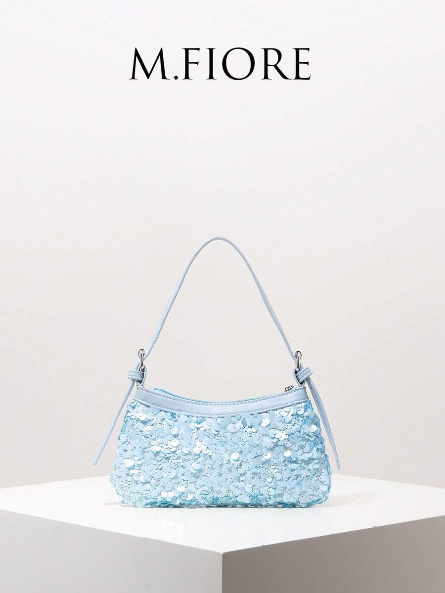 Sequin Shoulder Bag, Elegant Ladies Handbag, Suitable For Evening, Party, Graduation, Wedding, Women's Gift - Blue - View 1