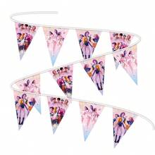 1 Set K-POP Themed Triangular Bunting. Printed With Witch & Demon Hunting Group Cartoon Patterns, Ideal For Party Decoration And Gifting. Random Styles & Packages. - Multicolor - View 9