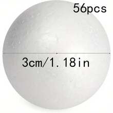 56/80顆 3cm/1.18in 白色聚苯乙烯泡沫球，適用於藝術、手工、學校專案、派對裝飾、繪畫DIY、婚禮裝飾、聖誕節、萬聖節、新年、生日、居家裝飾、節慶派對，多種尺寸 - 多色 - 查看 2