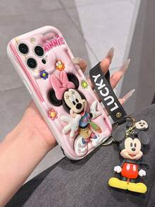 This Disney Mickey Mouse Lanyard Phone Case Is Fully Covered In TPU Material. It's Shockproof, Lightweight, And Compatible With IPhone17/16/11/13/15/15 Plus/15 Pro/15 Pro Max/12/14 Pro Max/11 Pro Max/12 Pro/12 Pro Max/13. This Phone Case Makes A Popular Birthday Gift Or Business Gift; It's Durable, Stain- And Fingerprint Resistant, And Suitable For Both Men And Women. The Set Also Includes A Mickey Mouse Phone Case And A Mickey Mouse Plush Bracelet. It's A Perfect Gift For Friends And Family. This Stylish Phone Case Is Fun, Lightweight, And Durable. IPhone17 Pro Max Phone Case, Minnie Mouse Phone Case. - 白色 - 查看 4