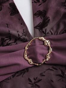 Camiseta de tirantes con cuello halter y estampado romántico retro para mujer - Morado - Ver 6