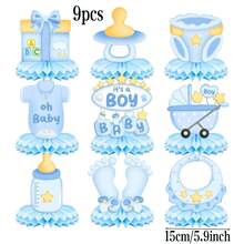 9 chiếc tổ ong giấy trang trí trung tâm bàn tiệc, trang trí bàn tiệc cho nam giới, đồ dùng tiệc chủ đề gấu xanh, trang trí trung tâm bàn tiệc chủ đề gấu, vật trang trí bàn tiệc tiết lộ giới tính. - Nhiều màu - Xem 6