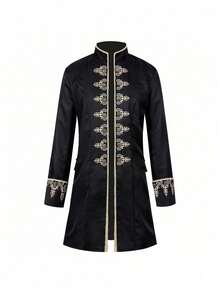 Neue mittelalterliche Festkleidung mit Goldverzierungen, Hofkostüm, Steampunk-Retro-Uniformjacke mit Stehkragen, Bühnenoutfit, Herren-Cosplay-Kleidung - 2025409 Bestickter Mantel, Weiß - Übersicht 5