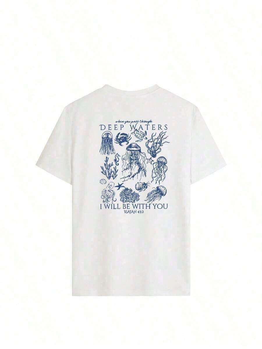 3 piezas de camisetas de manga corta blancas para mujer, estilo casual de verano, con estampado de vida marina, sencillas y lindas, holgadas y versátiles, con cuello redondo, ideales para uso diario y vacaciones.Camisetas Gráficas para Mujer, Top Rosa - Unisex, Cómodas, Estilo Vintage Urbano, Corte Holgado, Camiseta Lavada% Algodón, Tops de Verano|Moda Urbana Local de Primavera/Verano||Uso Casual Diario Primavera Verano Moderno Moldeador|Conjunto de verano para mujer, ropa de vacaciones|Blusas elegantes para mujer, ropa de primavera, blusas de verano. - Blanco - Ver 1