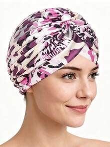 1 chiếc băng đô turban thắt nút xoắn in họa tiết thời trang mới, mũ len xếp ly mềm mại, co giãn, sành điệu dành cho nữ. - in ấn - Xem 4