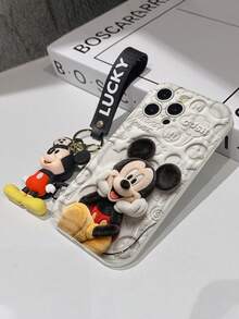 Disney Mickey Mouse Clubhouse Phone Case : 3D Fluffy Pattern Border Protector Phone Soft Phone Case With A Free Cute Mickey Bracelet Chain Lanyard, Mickey, Minnie, Goofy, Donald Duck, Daisy Duck, Pluto, For Apple 17 Promax 17 Pro 16 15 14 13 12 11 Pro Max XS Max X XR Soft Cover Summer Phone Case - 白色 - 查看 7