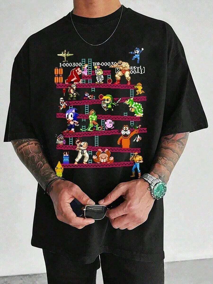 verano Cuello redondo playeras de hombre gym Ocio vacaciones alta calidad camisas para hombre Estampados de moda sudadera para festival conjuntos de hombre regalos para hombre - Negro - Ver 1