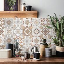 OUTANA 24pcs PVC Mandala Pattern Self-Adhesive Waterproof Wallpaper, Removable No-Residue Home Stickers. Classic Vintage Floral & Artistic Mandala Pattern Wall Decals For Bathroom, Kitchen, Bedroom, Living Room, Classroom, Room Decor, Furniture Refurbishment, Wall Panel Decoration - 583 - View 3