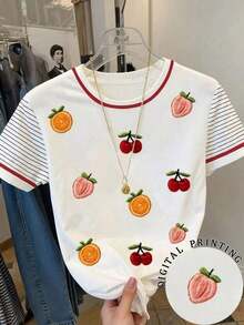 Camiseta blanca de manga corta con bordado floral imitación pesada y cuentas, nuevo estilo chino retro con bordado floral imitación y perlas, elegante camiseta blanca tipo dama, camiseta blanca suelta con imitación de bordado pesado y cuentas al es - Blanco 2 - Ver 1
