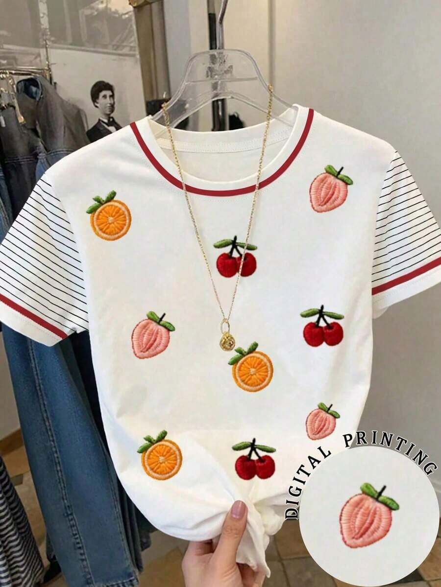 Camiseta blanca de manga corta con bordado floral imitación pesada y cuentas, nuevo estilo chino retro con bordado floral imitación y perlas, elegante camiseta blanca tipo dama, camiseta blanca suelta con imitación de bordado pesado y cuentas al es - Blanco 2 - Ver 1