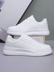 Giày thể thao buộc dây unisex 36-45, giày trắng chất lượng cao, giày đế mềm đa năng dành cho học sinh và vận động viên trượt ván, thoải mái và không gây mỏi chân. - trắng - Xem 4
