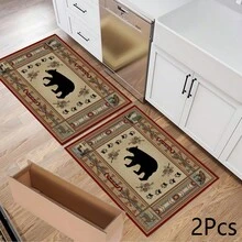 1pc Vintage Brown Bear Print Absorbent Mat/Drying Mat For Coffee Maker, Tableware - Polyester Absorbent Desktop Protective Mat With Rubber Anti-Slip Pad, For Kitchen Counter Decor, Home Bar And Dining Table - Multicolor - View 9