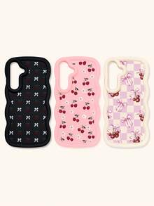 Bộ 3 ốp lưng điện thoại kiểu Coquette màu hồng trắng kẻ caro, in hoa anh đào và nơ, viền lượn sóng, làm bằng chất liệu TPU mềm, chống sốc, tương thích với iPhone 15/14/13/12/17 Pro Max & Galaxy S25 Ultra, thiết kế dễ thương nữ tính, phù hợp sử dụng hàng ngày hoặc làm quà tặng, dịp Lễ Tình nhân/Ngày của Mẹ/Sinh nhật/Bạn thân - Nhiều màu - Xem 19