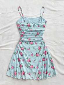 Vestido mini de línea A con tirantes de espagueti rosa y romántico Ditsy Floral para mujer, adecuado para fiesta, cita, San Valentín, Pascua, carnaval, crucero por la playa, Afternoon vestido de moda para té, primavera/verano - Multicolor 3 - Ver 2
