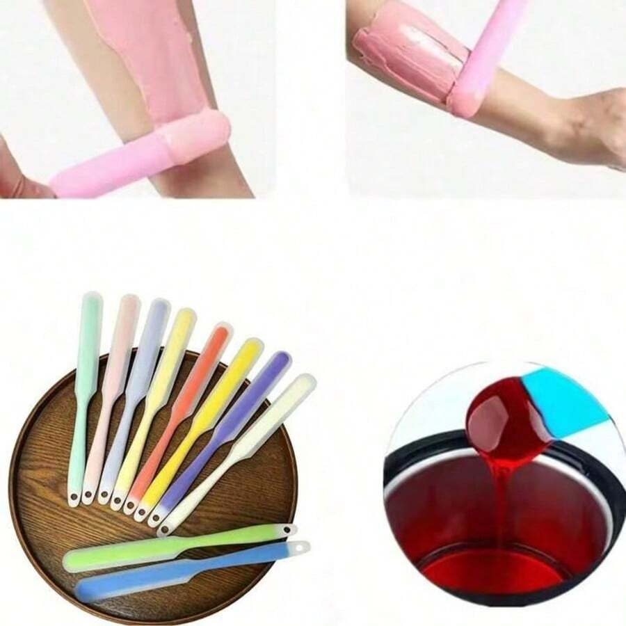 1 cái/3 cái/4 cái que cạo lông trang điểm bằng silicon, que tẩy lông không dính, dụng cụ thoa sáp tẩy lông toàn thân - Nhiều màu - Xem 1