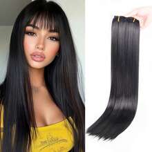 6 piezas Extensiones de cabello liso de 24" resistentes al calor, peluca sintética con clip para mujeres - Multicolor - Ver 13