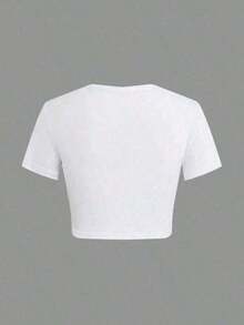 Conjunto para el Día de la Madre: Camiseta Corta para Mujer, Estilo Enfermera, Estampado de Corazón, Cuello Redondo, Manga Corta Casual, Top Corto de Moda, Estilo Atrevido, Camiseta de Algodón 100% de 220 g. Con estampado de mariposas, adecuada para niñas y mujeres, camiseta inspiradora de manga corta con cuello redondo, top de estilo Y2K estético y lindo, adecuada para actividades al aire libre, reuniones familiares, trabajo o uso diario casual y holgado - 100% algodón, suave, transpirable, top corto / camisetas cortas de mujer. - Blanco - Ver 4