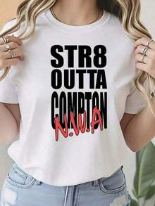 Camisetas de Verano 2026: Camiseta Gráfica Urbana Atrevida – Estilo Vintage con Estampado de Letras Hip Hop para Entusiastas de la Música y la Cultura, Camiseta de Algodón Blanca de Verano para Mujer, Holgada y Cómoda, Ropa de Verano para Mujer, Camisetas para Mujer – Estilo Urbano Vintage, Camiseta Unisex de Algodón Holgada de Manga Corta con Cuello Redondo, Blusas para Mujer, Playeras de Mujer, Blusas Casuales para Dama. - Blanco 2 - Ver 7
